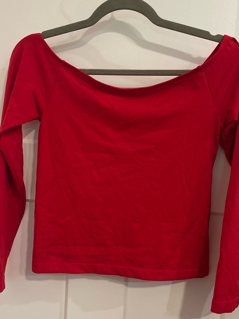 Target Red Off-the-Shoulder Long Sleeve Top